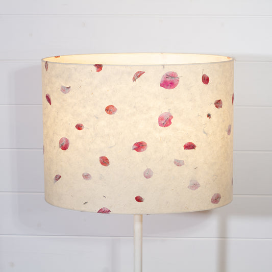 Oval Lamp Shade - P33 - Rose Petals on Natural Lokta, 40cm(w) x 30cm(h) x 30cm(d)
