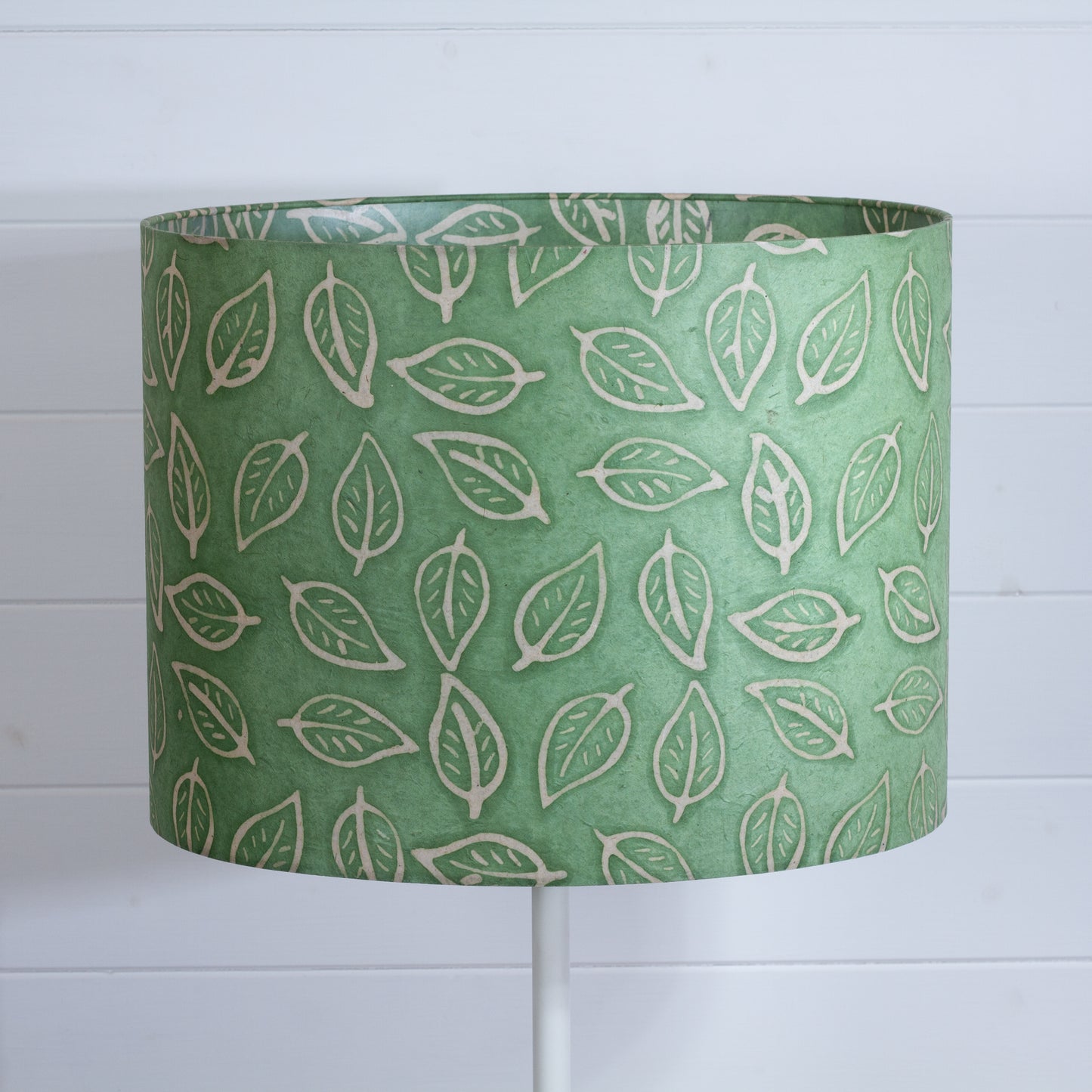 Oval Lamp Shade - P29 - Batik Leaf on Green, 40cm(w) x 30cm(h) x 30cm(d)
