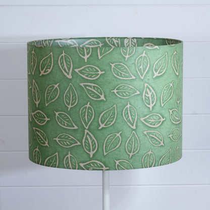 Oval Lamp Shade - P29 - Batik Leaf on Green, 40cm(w) x 30cm(h) x 30cm(d)