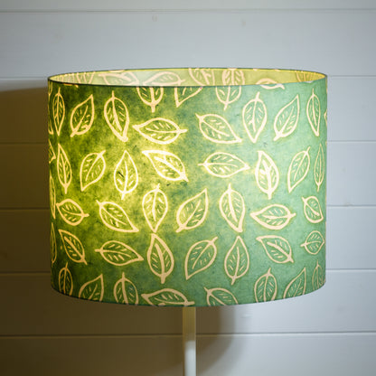 Oval Lamp Shade - P29 - Batik Leaf on Green, 40cm(w) x 30cm(h) x 30cm(d)