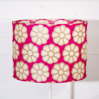 Oval Lamp Shade - P22 - Batik Big Flower on Hot Pink, 40cm(w) x 30cm(h) x 30cm(d)