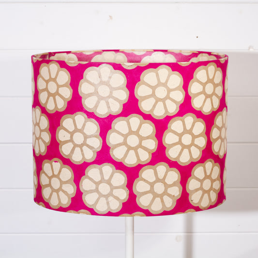 Oval Lamp Shade - P22 - Batik Big Flower on Hot Pink, 40cm(w) x 30cm(h) x 30cm(d)