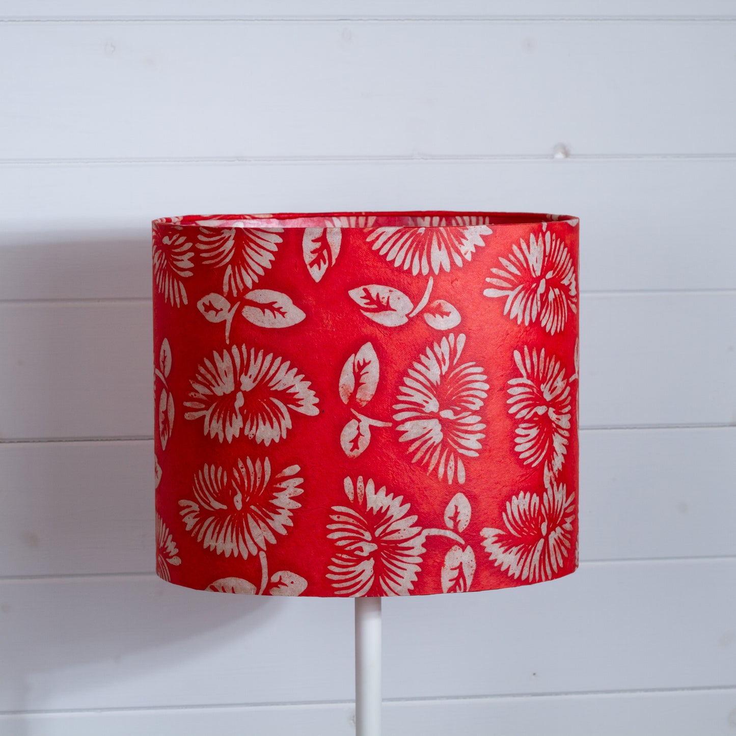Oval Lamp Shade - B118 - Batik Peony Red, 30cm(w) x 25cm(h) x 22cm(d)