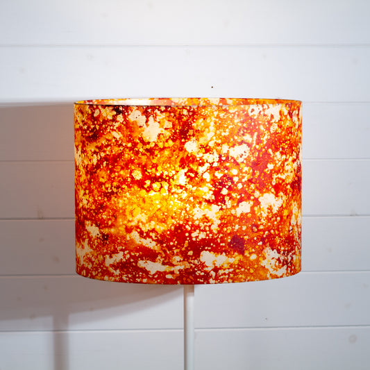 Oval Lamp Shade - B112 ~ Batik Lava Red/Orange, 40cm(w) x 30cm(h) x 30cm(d)