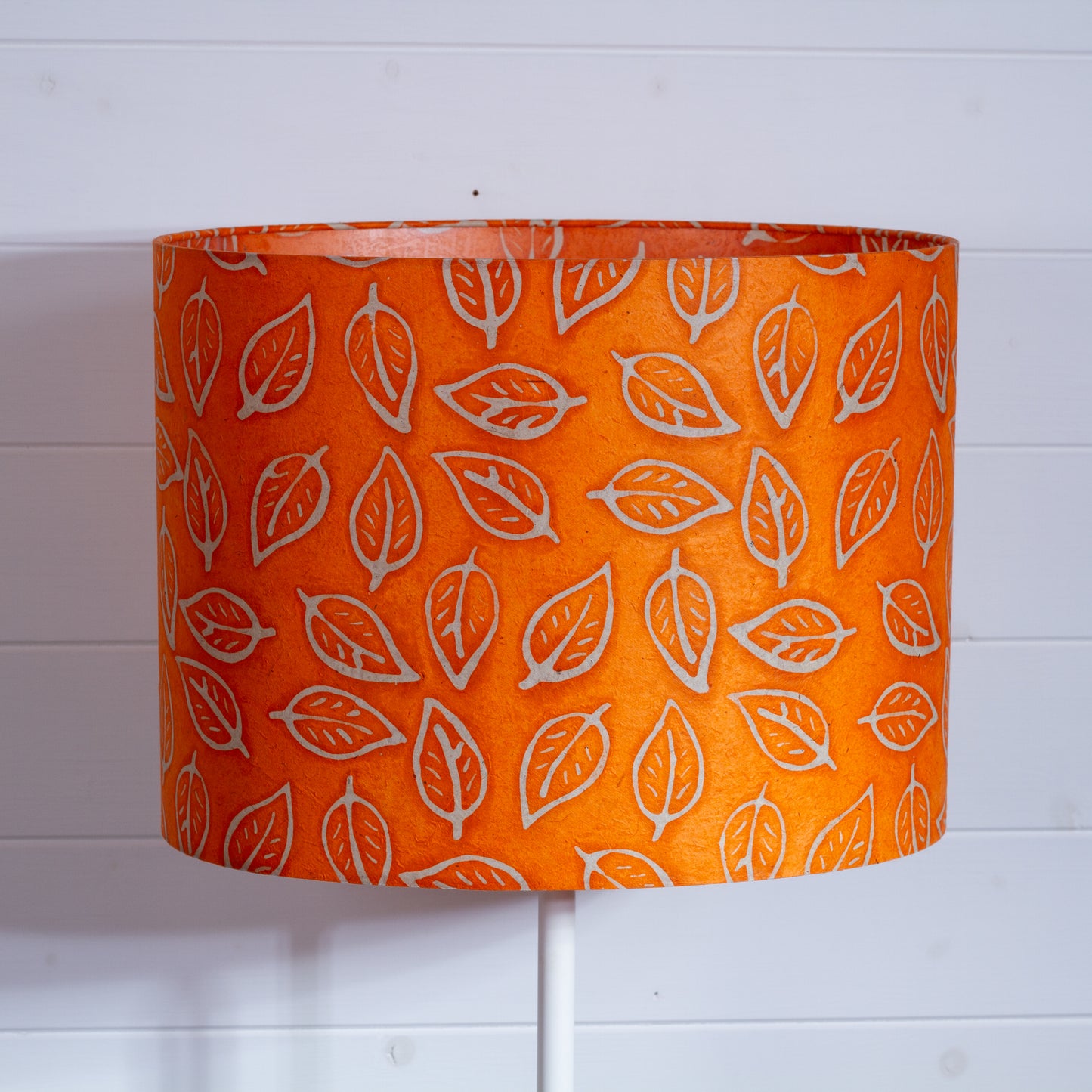 Oval Lamp Shade - B123 ~ Batik Leaf Orange, 40cm(w) x 30cm(h) x 30cm(d)