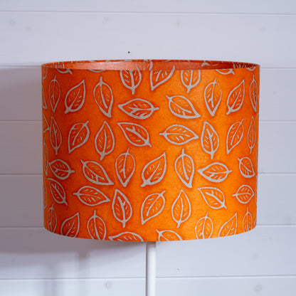 Oval Lamp Shade - B123 ~ Batik Leaf Orange, 40cm(w) x 30cm(h) x 30cm(d)