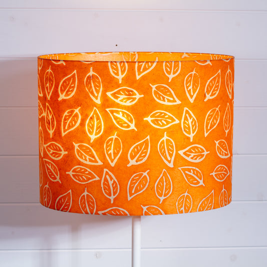 Oval Lamp Shade - B123 ~ Batik Leaf Orange, 40cm(w) x 30cm(h) x 30cm(d)