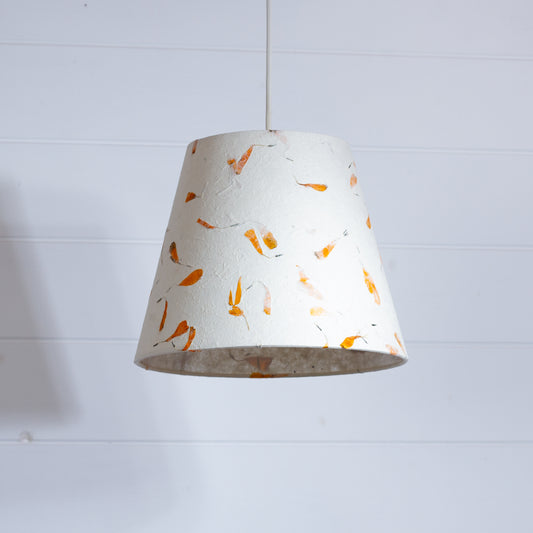 Conical Lamp Shade P32 - Marigold Petals on Natural Lokta, 15cm(top) x 25cm(bottom) x 20cm(height)