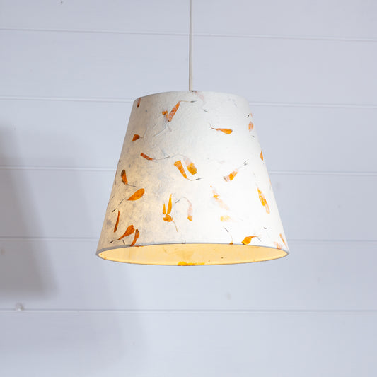 Conical Lamp Shade P32 - Marigold Petals on Natural Lokta, 15cm(top) x 25cm(bottom) x 20cm(height)