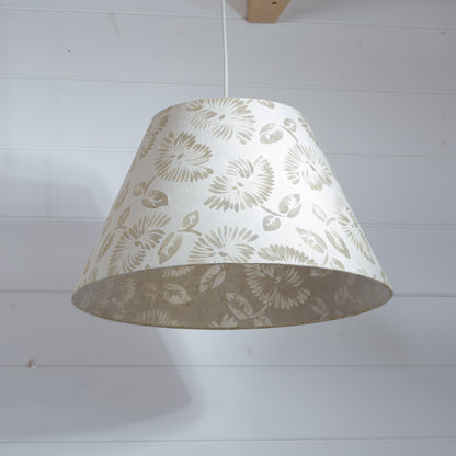 Conical Lamp Shade P09 - Batik Peony on Natural, 20cm(top) x 40cm(bottom) x 23cm(height)