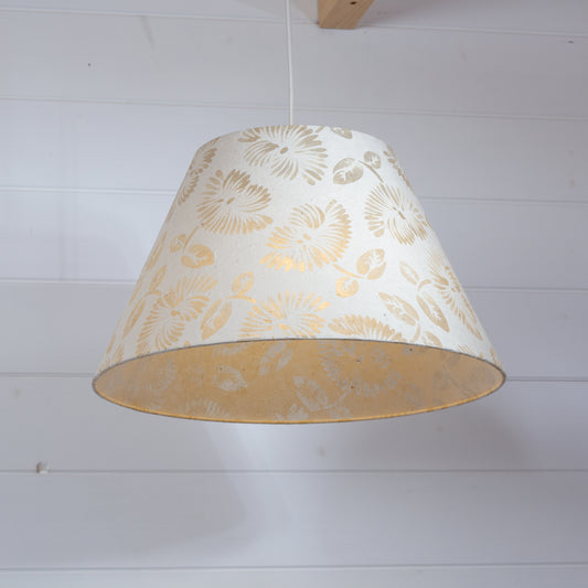 Conical Lamp Shade P09 - Batik Peony on Natural, 20cm(top) x 40cm(bottom) x 23cm(height)