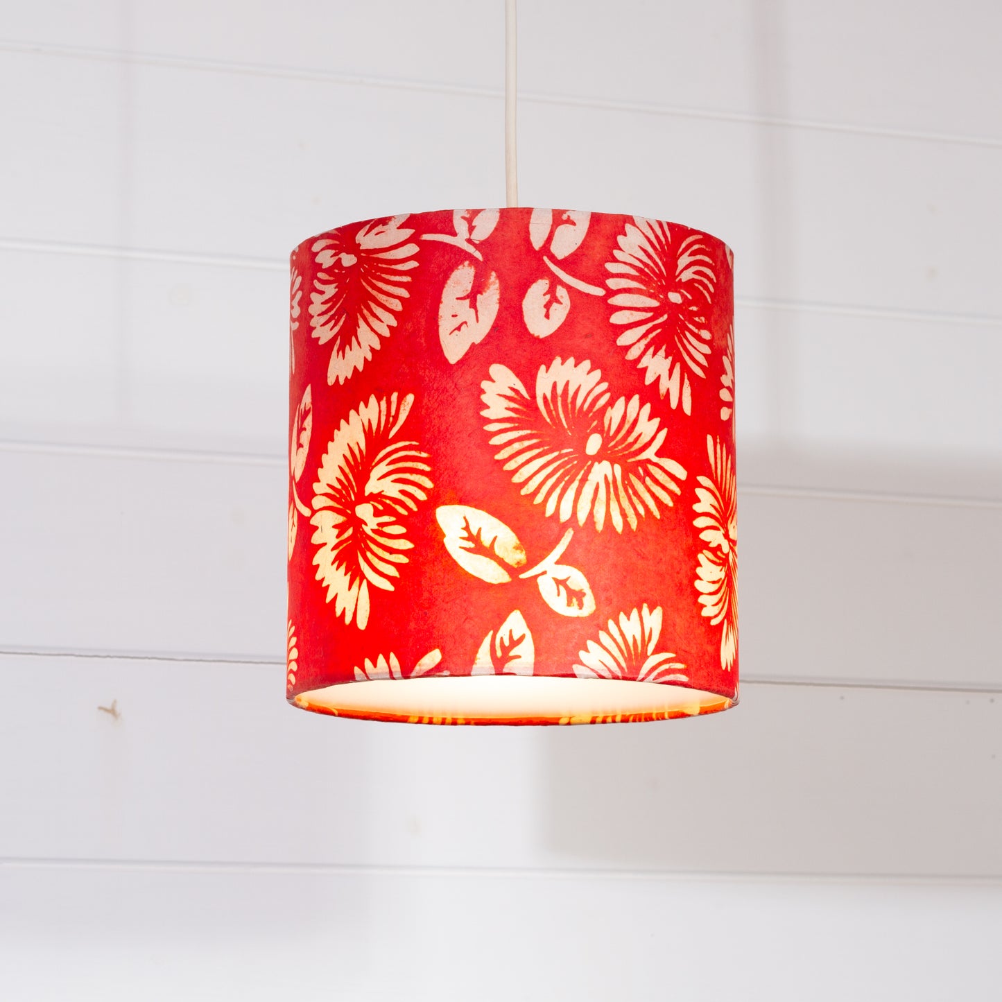 Drum Lamp Shades 20cm(d) x 20cm(h)  B118 ~ Batik Peony Red