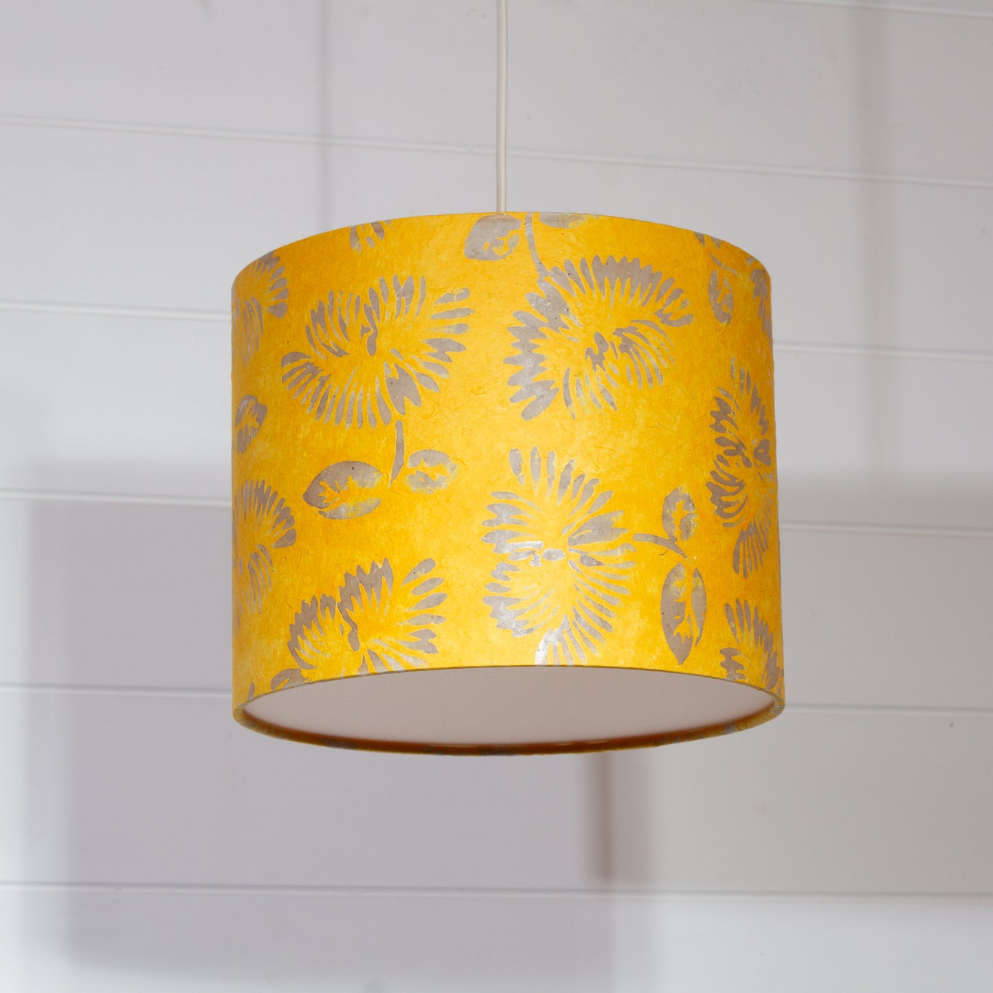 Drum Lamp Shade - B120 Batik Peony Yellow, 25cm x 20cm