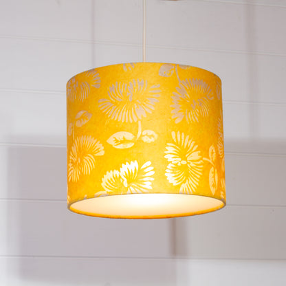 Drum Lamp Shade - B120 Batik Peony Yellow, 25cm x 20cm
