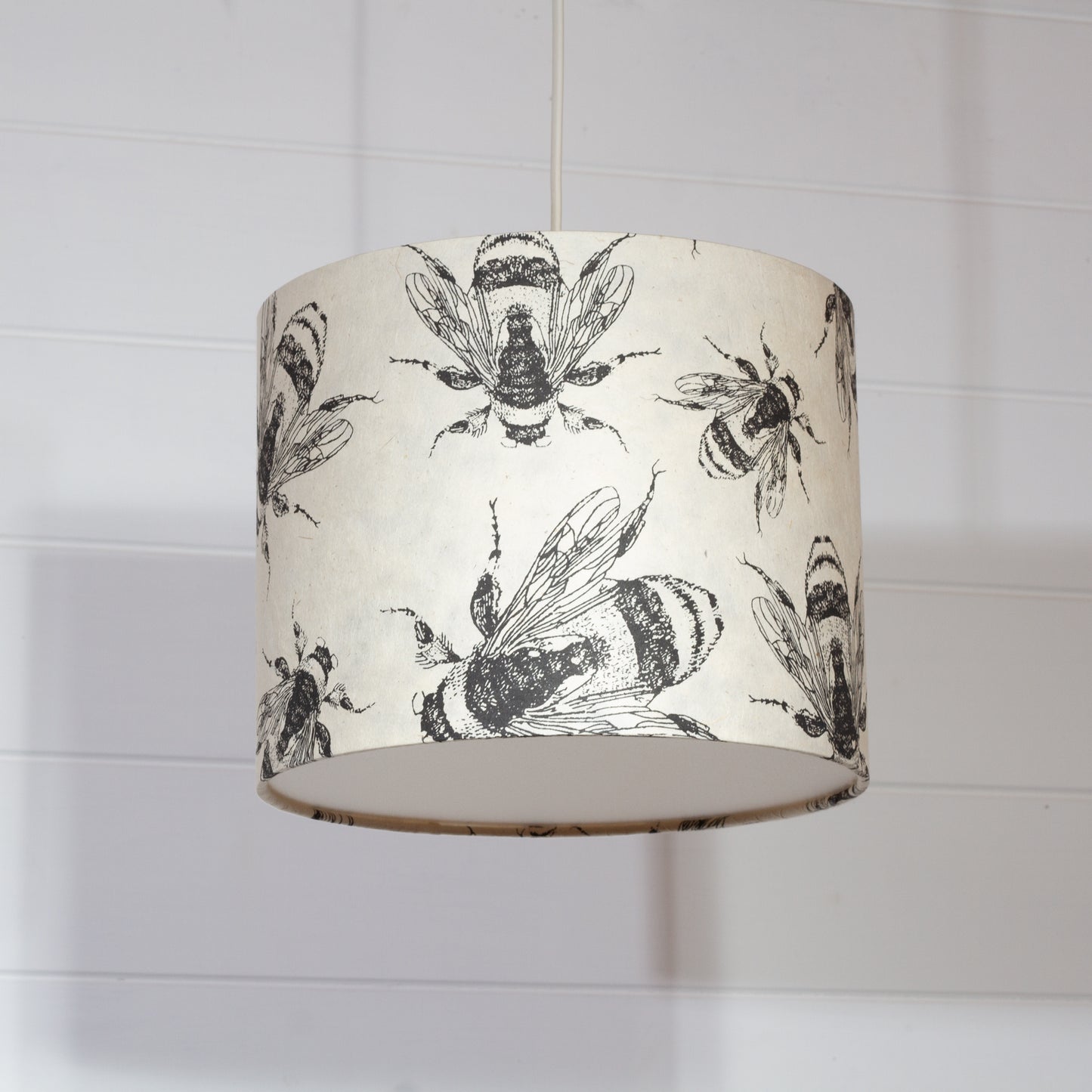 Drum Lamp Shade - P42 - Bees Screen Print, 25cm x 20cm