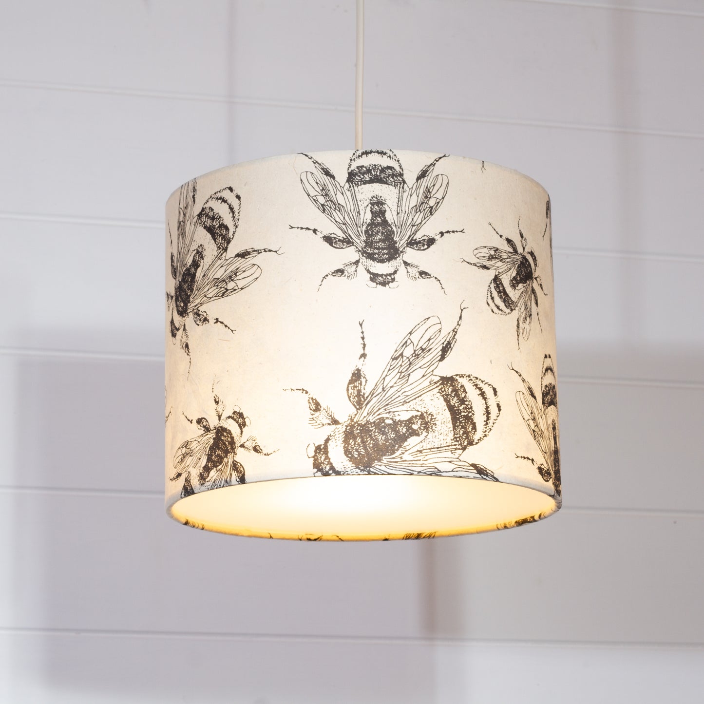 Drum Lamp Shade - P42 - Bees Screen Print, 25cm x 20cm