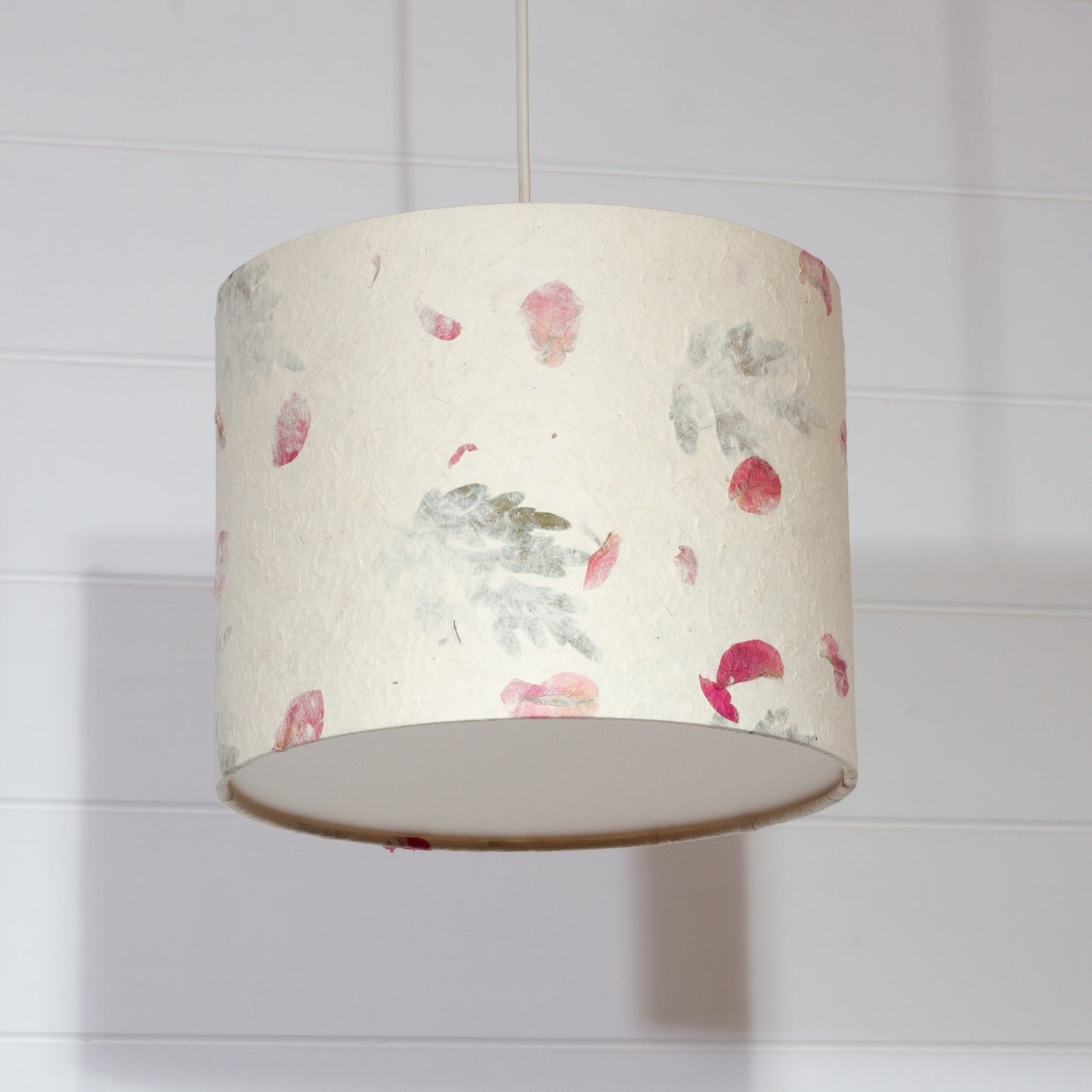Drum Lamp Shade - B142 ~ Leaves and Flowers, 25cm x 20cm
