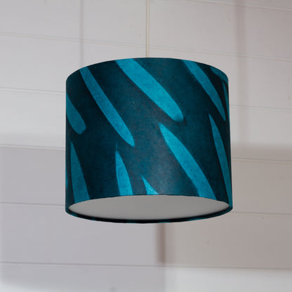 Drum Lamp Shade - P99 - Resistance Dyed Teal Bamboo, 25cm x 20cm
