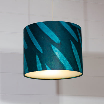 Drum Lamp Shade - P99 - Resistance Dyed Teal Bamboo, 25cm x 20cm