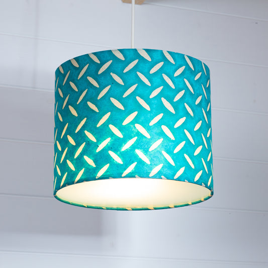 Drum Lamp Shade - P15 - Batik Tread Plate Mint Green, 25cm x 20cm