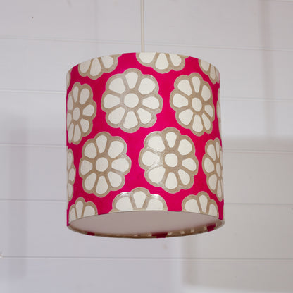 Drum Lamp Shade - P22 - Batik Big Flower on Hot Pink, 25cm x 25cm