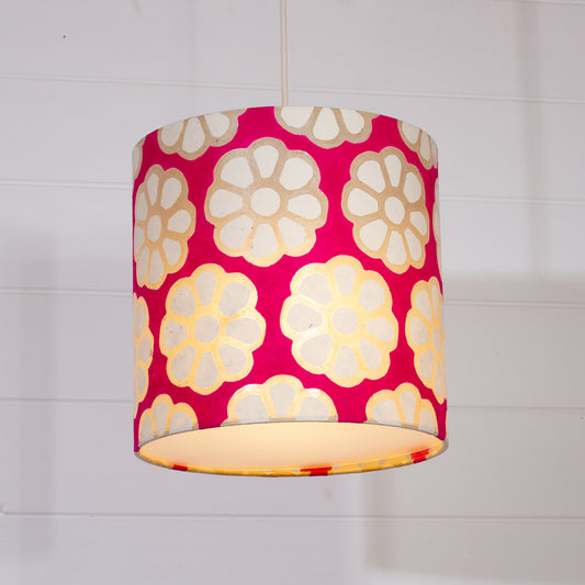 Drum Lamp Shade - P22 - Batik Big Flower on Hot Pink, 25cm x 25cm