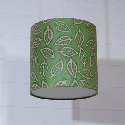 Drum Lamp Shade - P29 - Batik Leaf on Green, 25cm x 25cm