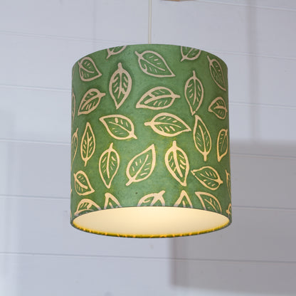 Drum Lamp Shade - P29 - Batik Leaf on Green, 25cm x 25cm