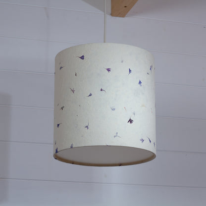 Drum Lamp Shade - P34 - Cornflower Petals on Natural Lokta, 25cm x 25cm