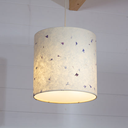 Drum Lamp Shade - P34 - Cornflower Petals on Natural Lokta, 25cm x 25cm