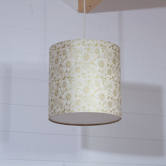 Drum Lamp Shade - P69 - Garden Gold on Natural, 25cm x 25cm