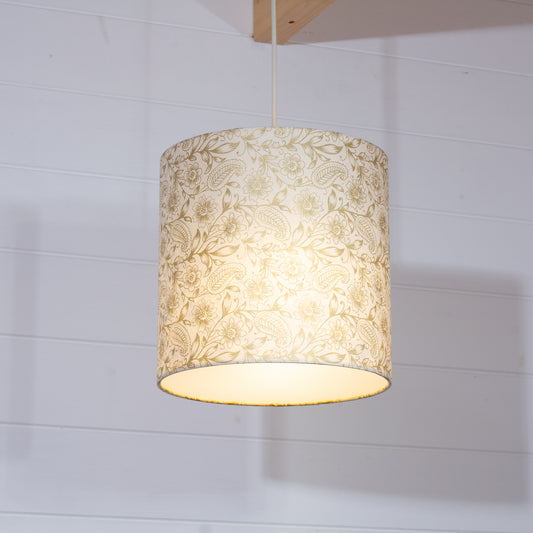 Drum Lamp Shade - P69 - Garden Gold on Natural, 25cm x 25cm