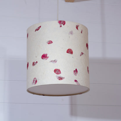 Drum Lamp Shade - P33 - Rose Petals on Natural Lokta, 25cm x 25cm
