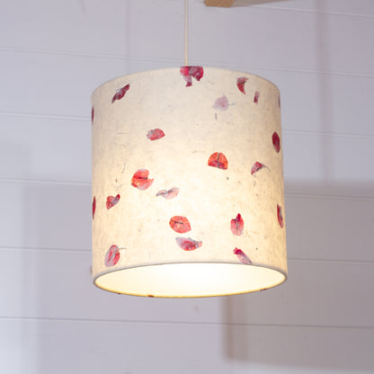 Drum Lamp Shade - P33 - Rose Petals on Natural Lokta, 25cm x 25cm