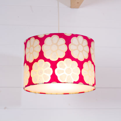 Drum Lamp Shade - P22 - Batik Big Flower on Hot Pink, 30cm(d) x 20cm(h)