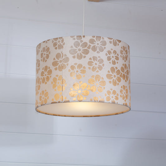 Drum Lamp Shade - P75 - Batik Star Flower Natural, 30cm(d) x 20cm(h)