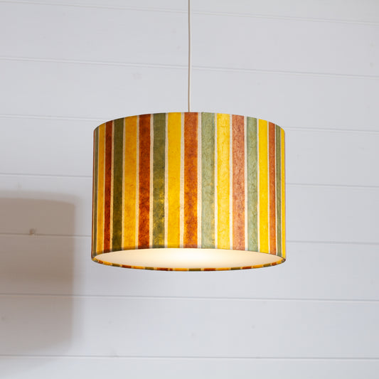 Drum Lamp Shade - P06 - Batik Stripes Autumn, 30cm(d) x 20cm(h)