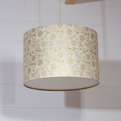 Drum Lamp Shade - P69 - Garden Gold on Natural, 30cm(d) x 20cm(h)