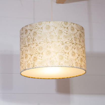 Drum Lamp Shade - P69 - Garden Gold on Natural, 30cm(d) x 20cm(h)