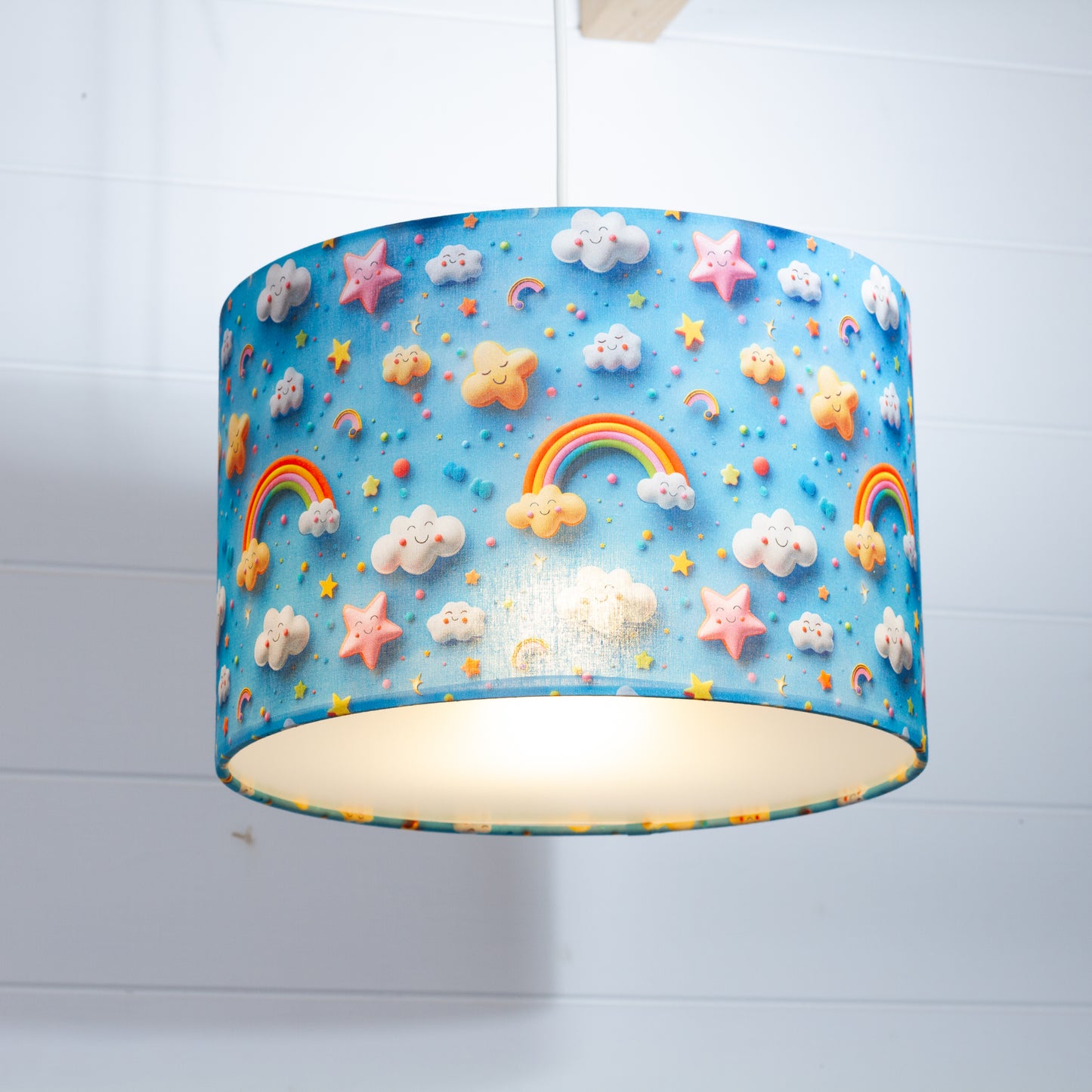 Drum Lamp Shades F140 ~ Happy Clouds Fabric