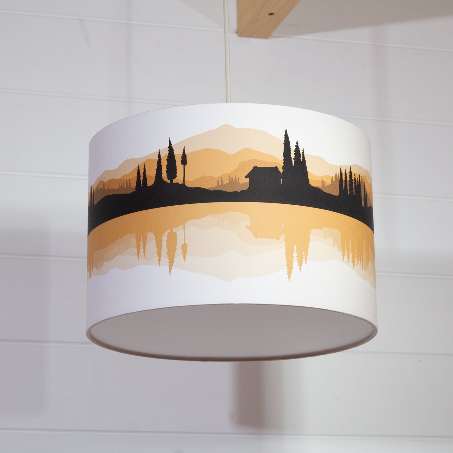 Landscape Reflection #3 Print Lampshade Drum Lamp Shade 30cm(d) x 20cm(h) - Orange