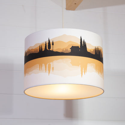 Landscape Reflection #3 Print Lampshade Drum Lamp Shade 30cm(d) x 20cm(h) - Orange