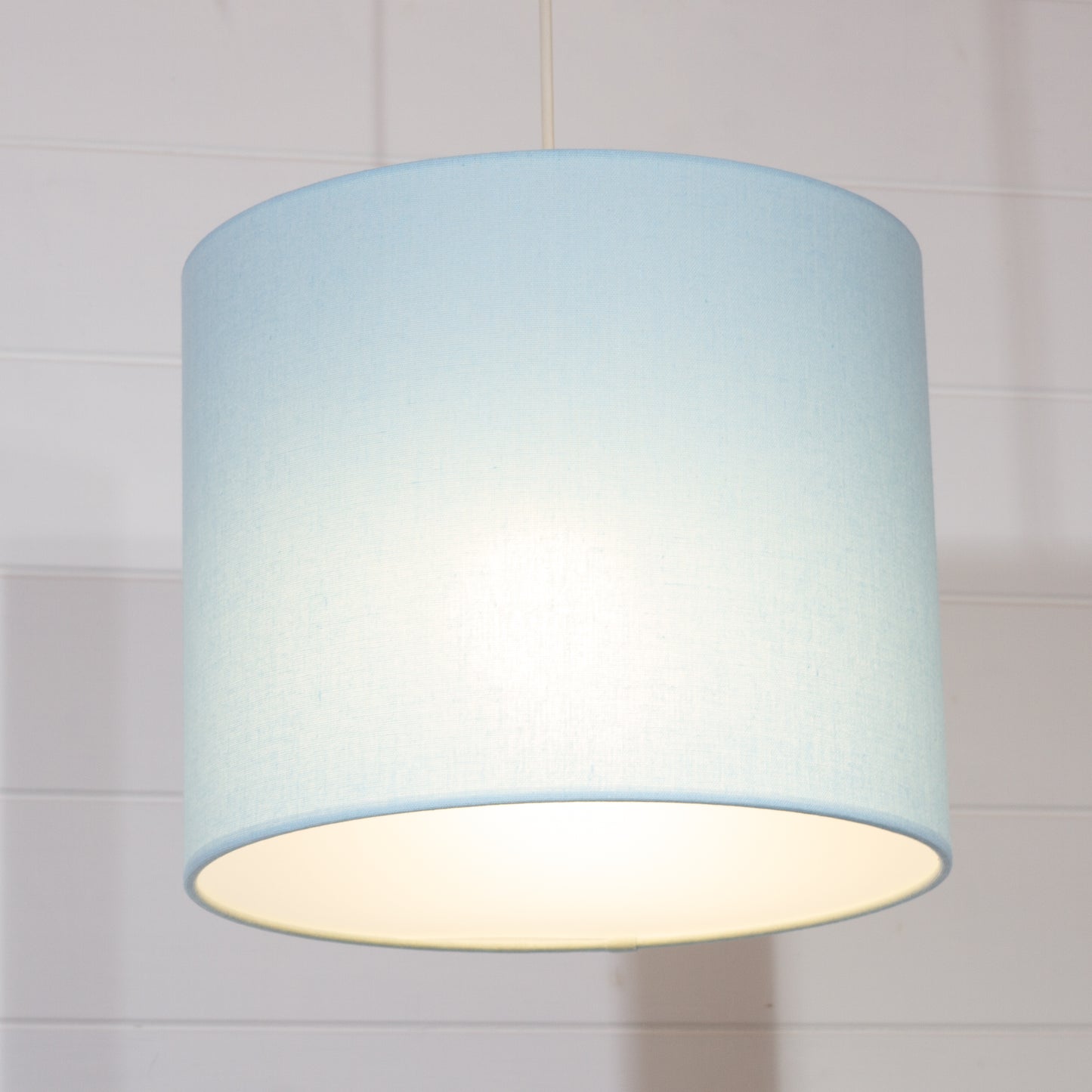 Drum Lamp Shade - F190 ~ Baby Blue Linen Fabric, 30cm(d) x 25cm(h)