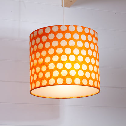 Drum Lamp Shade - B110 ~ Batik Dots on Orange, 30cm(d) x 25cm(h)