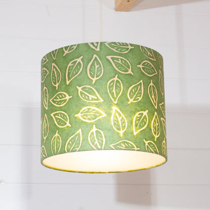 Drum Lamp Shade - P29 - Batik Leaf on Green, 30cm(d) x 25cm(h)