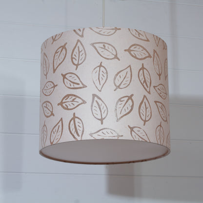 Drum Lamp Shade - P28 - Batik Leaf on Natural, 30cm(d) x 25cm(h)