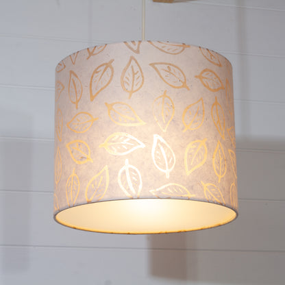 Drum Lamp Shade - P28 - Batik Leaf on Natural, 30cm(d) x 25cm(h)