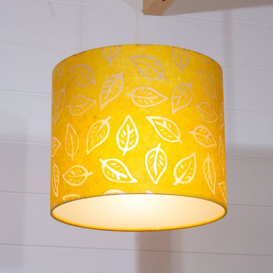 Drum Lamp Shade - B107 ~ Batik Leaf Yellow, 30cm(d) x 25cm(h)