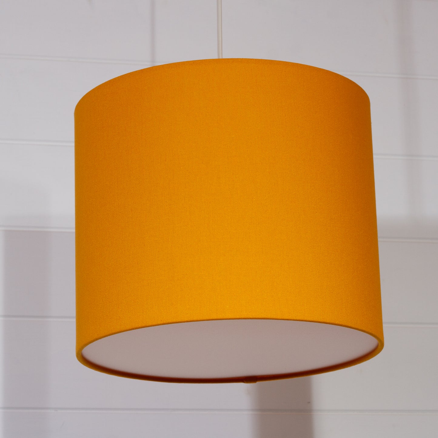 Drum Lamp Shade - F180 ~ Yellow Ochre Linen Fabric, 30cm(d) x 25cm(h)
