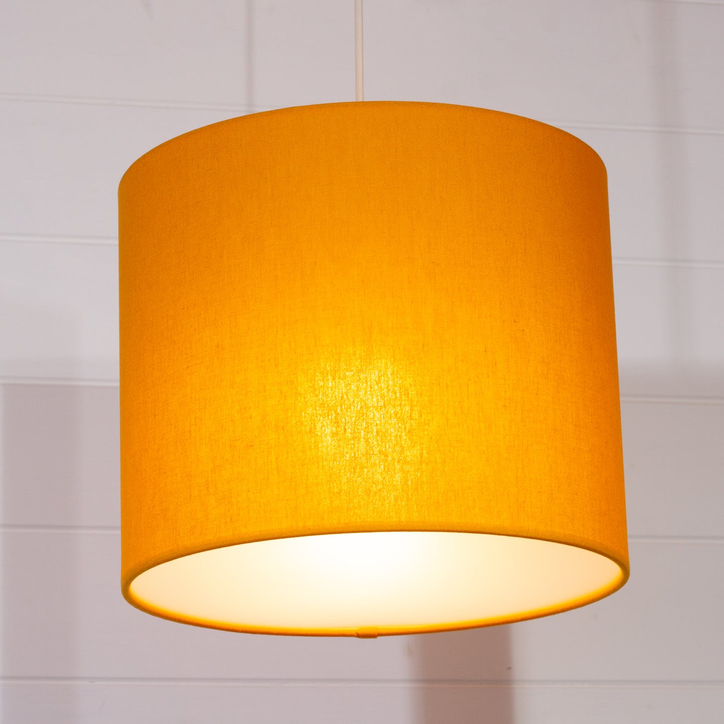 Drum Lamp Shade - F180 ~ Yellow Ochre Linen Fabric, 30cm(d) x 25cm(h)